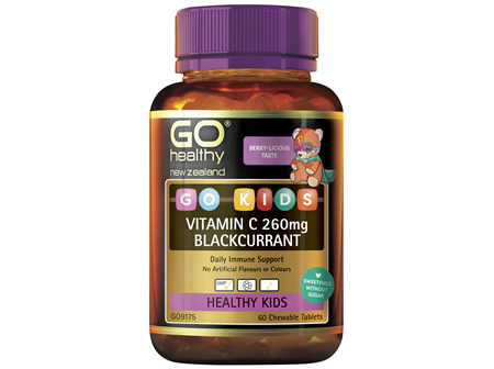GO Kids Vitamin C 260mg Blackcurrant 60 Chew Tabs