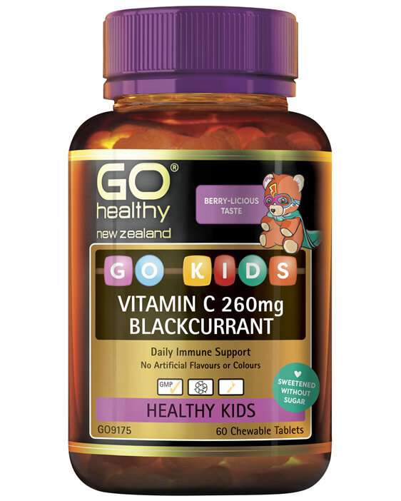 GO Kids Vitamin C 260mg Blackcurrant 60 Ctabs