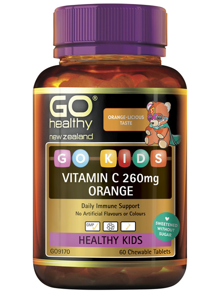 GO Kids Vitamin C 260mg Orange 60 Chew Tabs