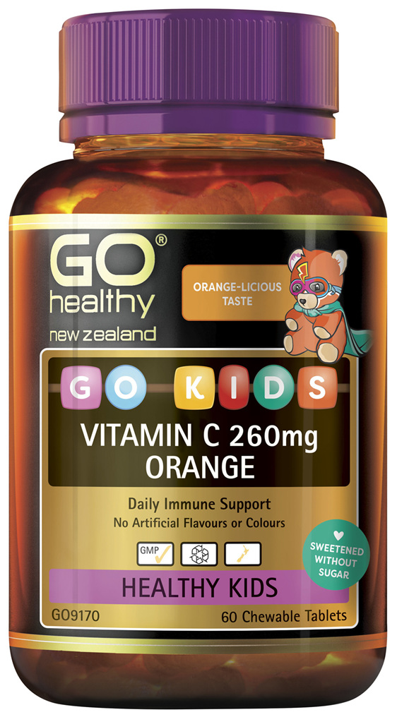 GO Kids Vitamin C 260mg Orange 60 Chew Tabs
