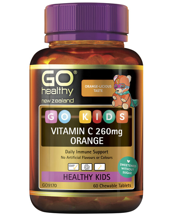 GO Kids Vitamin C 260mg Orange 60 Ctabs