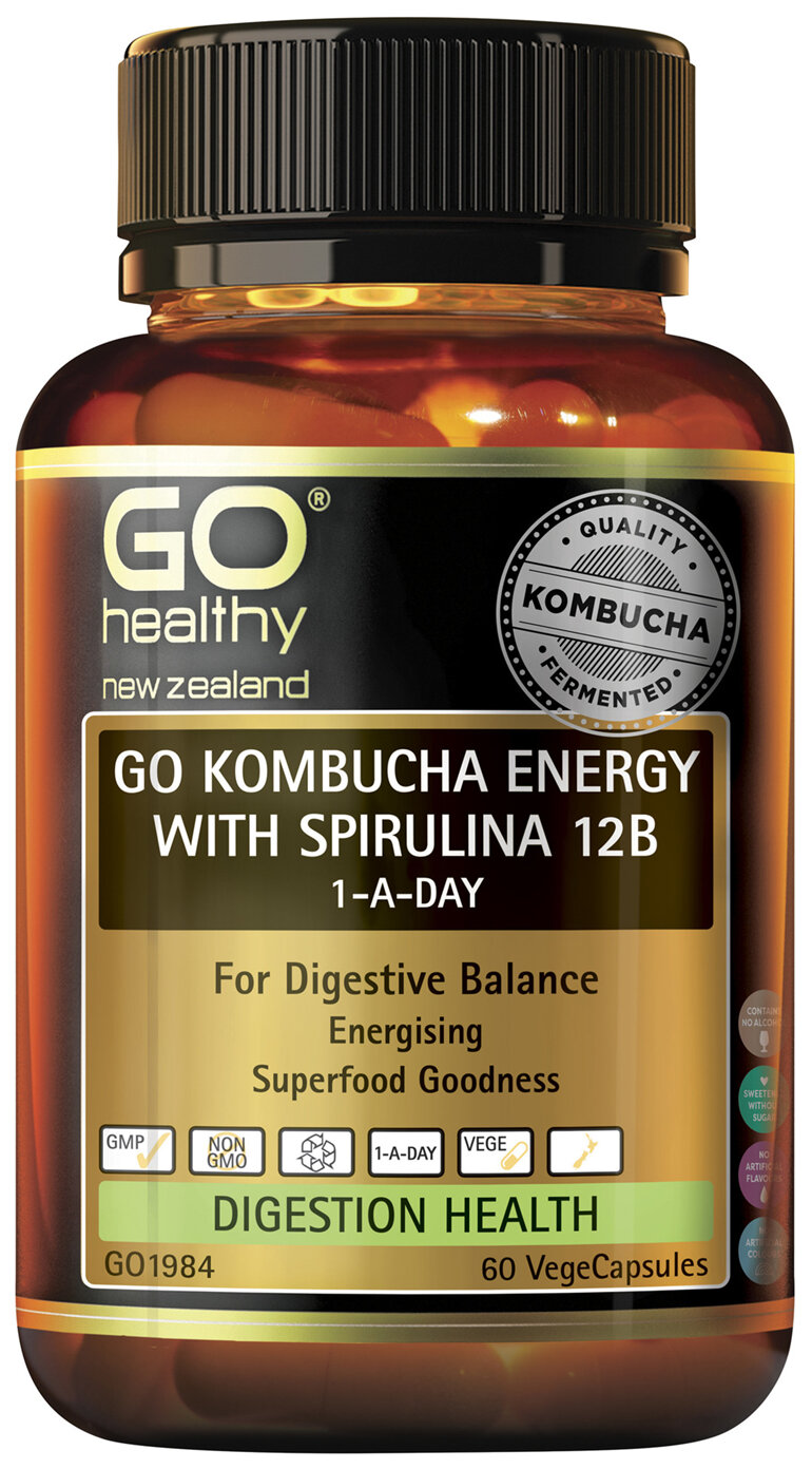 GO Kombucha Energy with Spirulina 12B 1-A-Day 60 VCaps