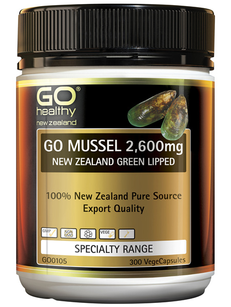 GO Mussel 2,600mg New Zealand Green Lipped 300 VCaps