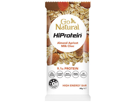 Go Natural HiProtein Energy Bar Almond Apricot Milk Choc 60g