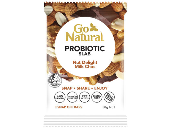 Go Natural Pro Biotic Slab Nut Delight Milk Choc 3 bars