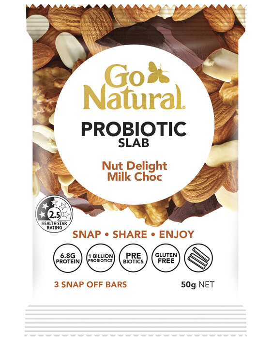 Go Natural Pro Biotic Slab Nut Delight Milk Choc 3 bars