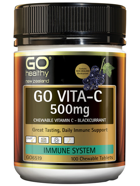 GO Vita-C 500mg B/Currant 100 Chew