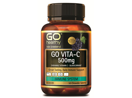 GO VITA-C 500mg - Chewable Vitamin C - Blackcurrant (50 C-tabs)