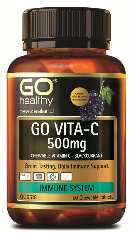 GO VITA-C 500mg - Chewable Vitamin C - Blackcurrant (50 C-tabs)