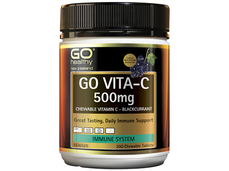 GO Vita-C 500mg (NZ Blackcurrant) 200 Chew Tabs