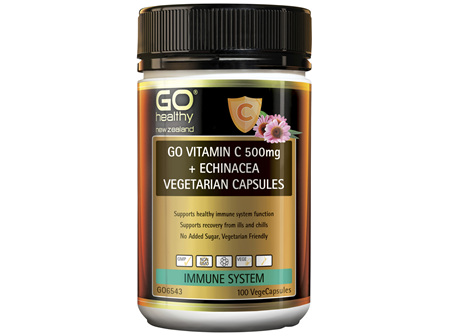 GO Vitamin C 500mg + Echinacea Vegetarian Capsules 100 VegeCaps