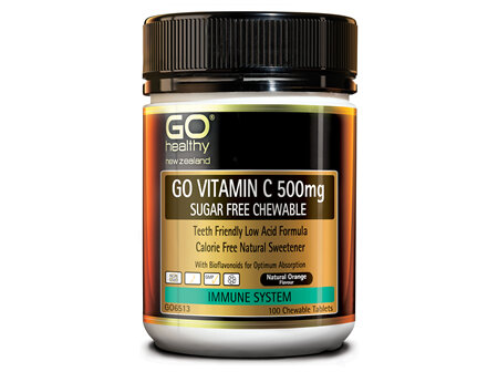GO VITAMIN C 500mg SUGAR FREE CHEWABLE - Premium Low Acid Formula (100 C-tabs)