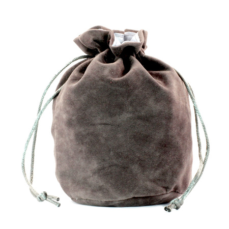 Grey Velveteen Drawstring Bag