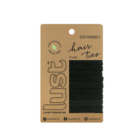 Hair Ties - Bamboo and natural rubber - Lust Haircare - Card of 12