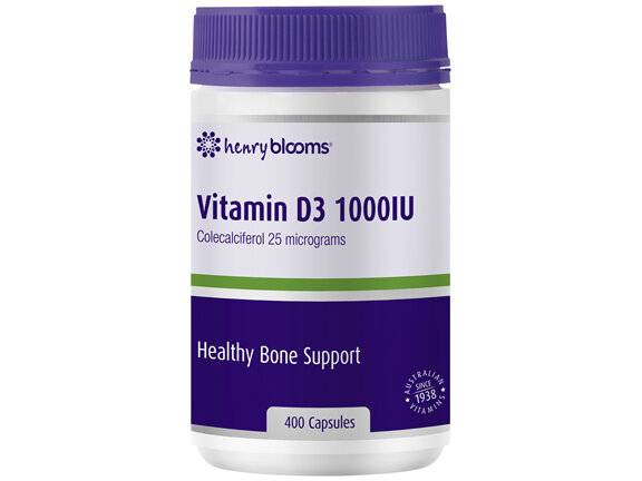 Henry Blooms Vitamin D3 1000IU 400 capsules