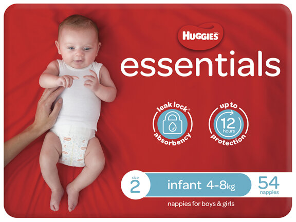 Huggies Essentials Nappies Size 2 (4-8kg) 54 Pack