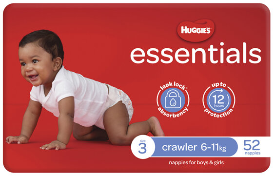 Huggies Essentials Nappies Size 3 (6-11kg) 52 Pack