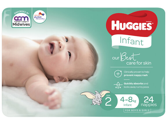 Huggies Infant Nappies Size 2 (4-8kg) 24 Pack