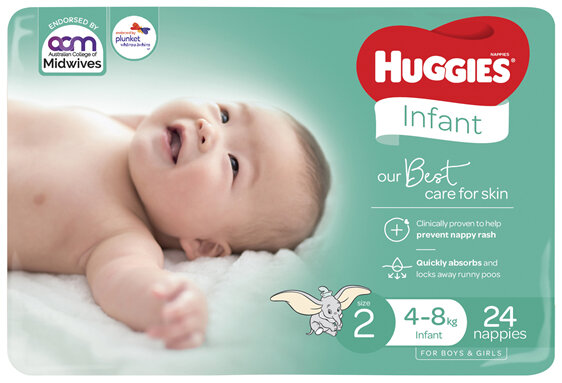 Huggies Infant Nappies Size 2 (4-8kg) 24 Pack