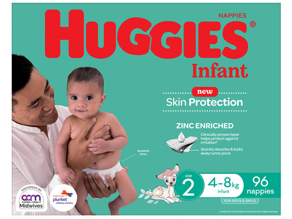 Huggies Infant Nappies Size 2 (4-8kg) 96 Pack (NZ)