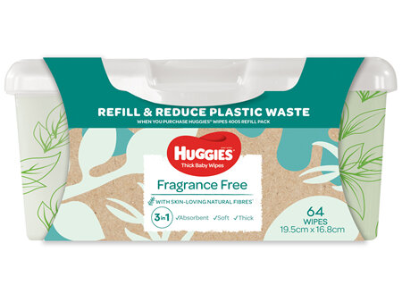 Huggies Refillable Baby Wipes Tub 64 Pack