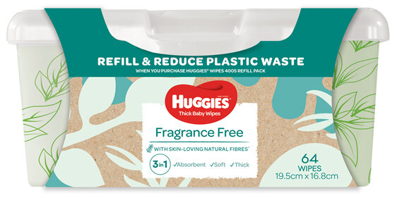 Huggies Refillable Baby Wipes Tub 64 Pack