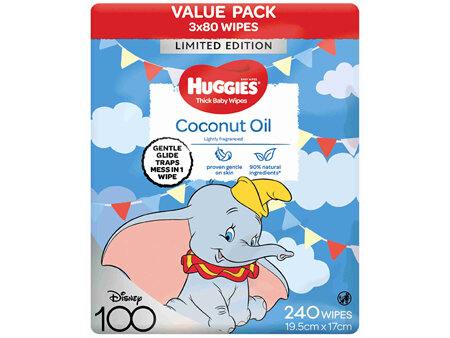 Huggies Thick Baby Wipes Coconut Oil 240 Pack
