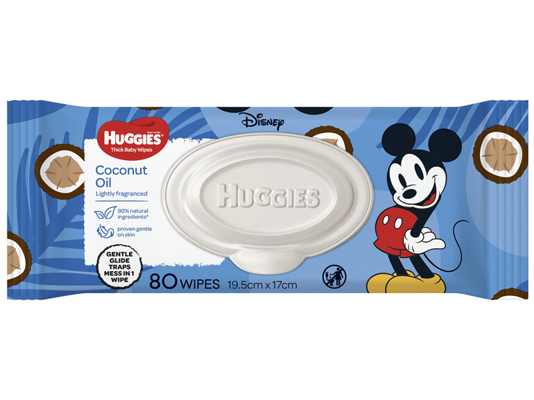 Huggies Thick Baby Wipes Coconut Oil 80 Pack