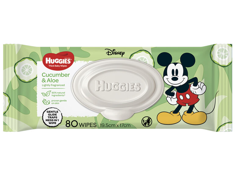 Huggies Thick Baby Wipes Cucumber & Aloe 80 Pack