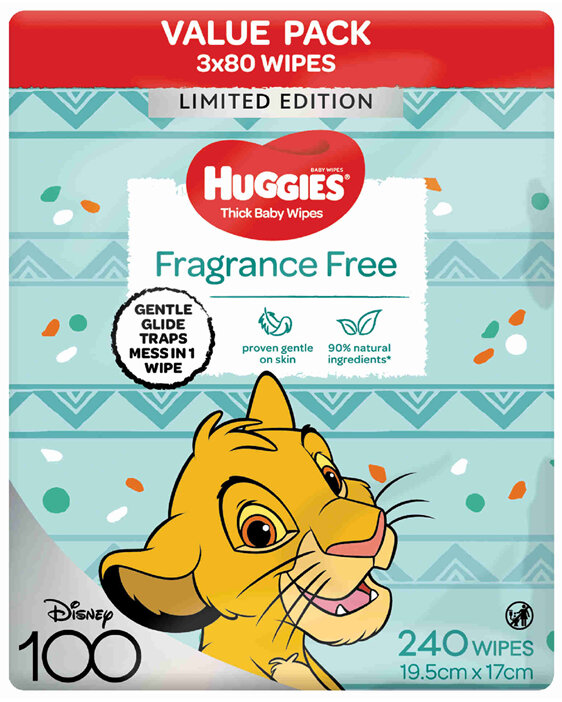 Huggies Thick Baby Wipes Fragrance Free 240 Pack