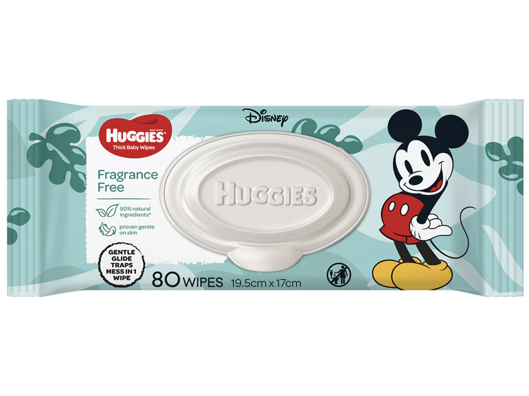Huggies Thick Baby Wipes Fragrance Free 80 Pack