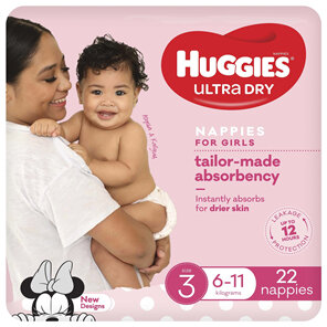 Huggies Ultra Dry Nappies Girl Size 3 (6-11kg) 22 Pack