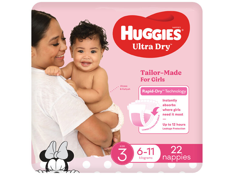 Huggies Ultra Dry Nappies Girl Size 3 (6-11kg) 22 Pack