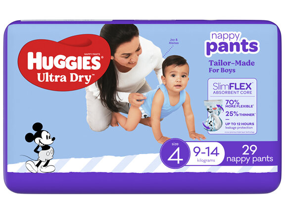 Huggies Ultra Dry Nappy Pants Boys Size 4 (9-14kg) 29 Pack