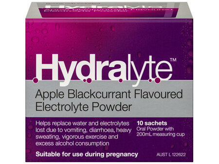Hydralyte Apple Blackcurrant Flavoured Electrolyte Powder 10 Pack