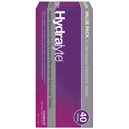Hydralyte Effervescent Electrolyte Tablets Apple Blackcurrant 40 Tablets