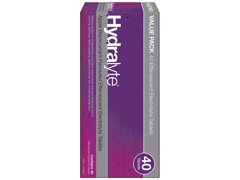 Hydralyte Effervescent Electrolyte Tablets Apple Blackcurrant Flavoured 40 Tablets