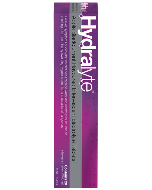 Hydralyte Effervescent Electrolyte Tablets Apple Blackcurrant Flavoured 20 Tablets
