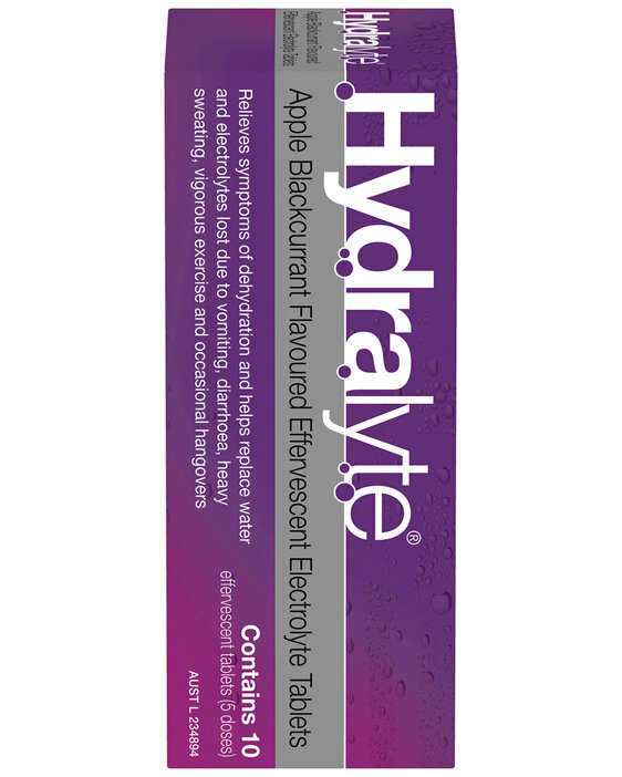 Hydralyte Effervescent Electrolyte Tablets Apple Blackcurrant Flavoured 10 Tablets