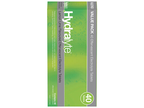 Hydralyte Effervescent Electrolyte Tablets Lemon Lime Flavoured 40 Tablets