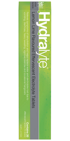 Hydralyte Effervescent Electrolyte Tablets Lemon Lime 20 Tablets