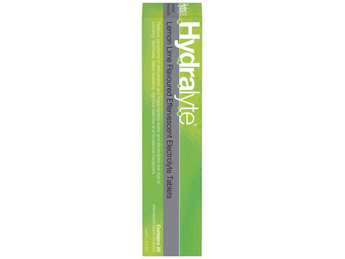 Hydralyte Effervescent Electrolyte Tablets Lemon Lime Flavoured 20 Tablets