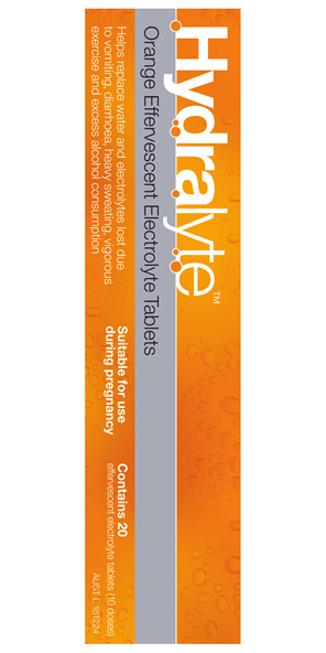Hydralyte Effervescent Electrolyte Tablets Orange 20 Tablets