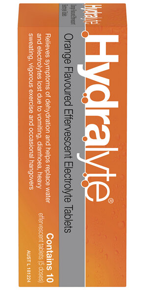 Hydralyte Effervescent Electrolyte Tablets Orange Flavoured 10 Tablets
