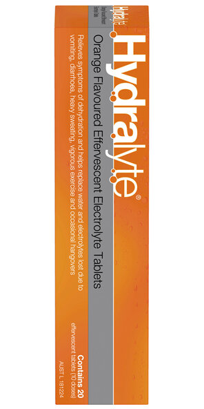 Hydralyte Effervescent Electrolyte Tablets Orange 20 Tablets