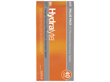 Hydralyte Effervescent Electrolyte Tablets Orange Flavoured 40 Tablets