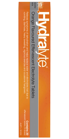 Hydralyte Effervescent Electrolyte Tablets Orange Flavoured 20 Tablets