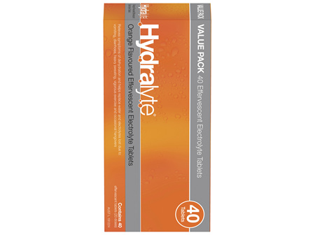 Hydralyte Effervescent Electrolyte Tablets Orange 40 Tablets
