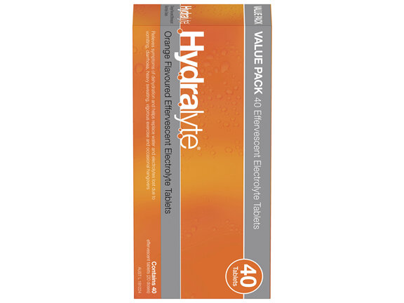 Hydralyte Effervescent Electrolyte Tablets Orange Flavoured 40 Tablets