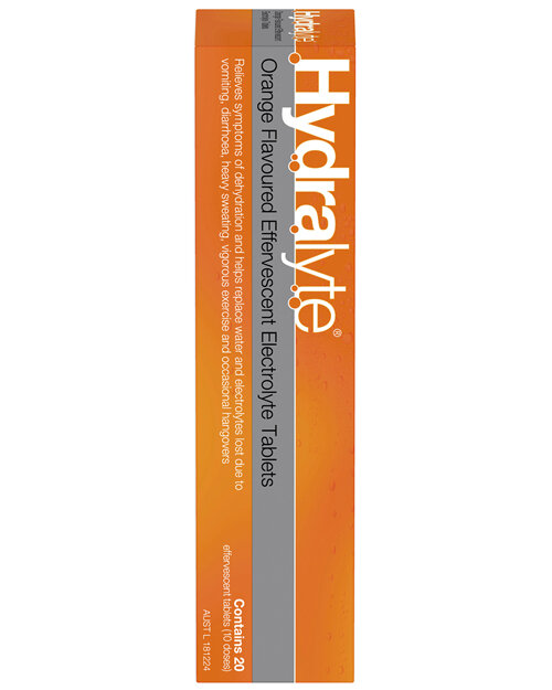 Hydralyte Effervescent Electrolyte Tablets Orange Flavoured 20 Tablets